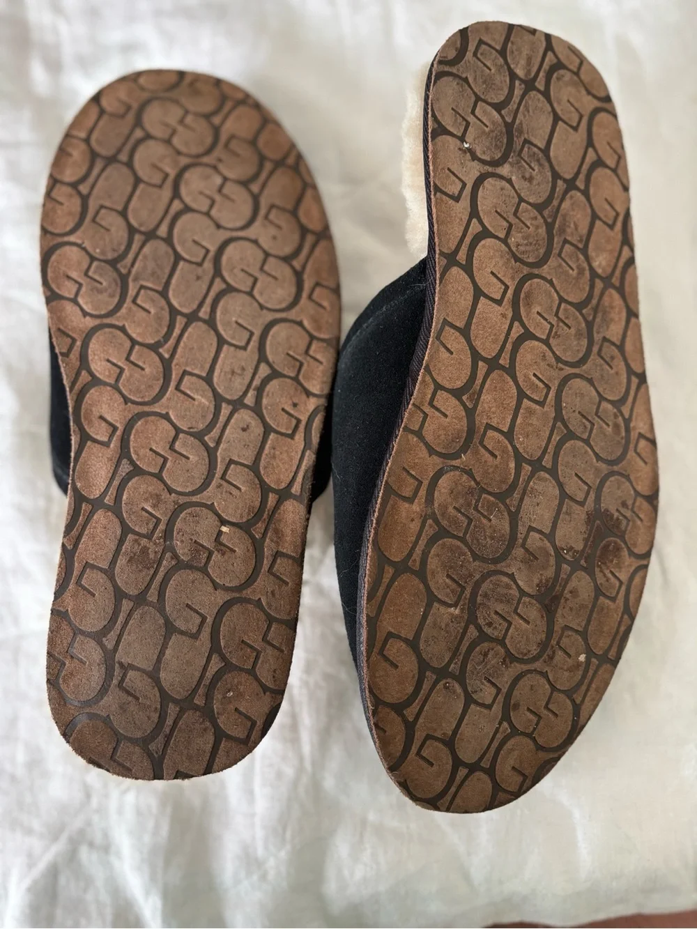 UGG Men's Black Suede Shearling-Lined Slip-Ons